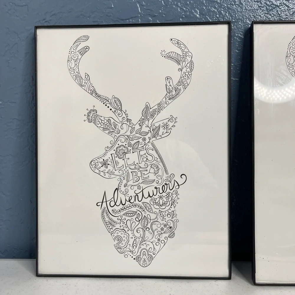 Mainstays Adult coloring wall art with glass frame 13x10 Deer print with message
